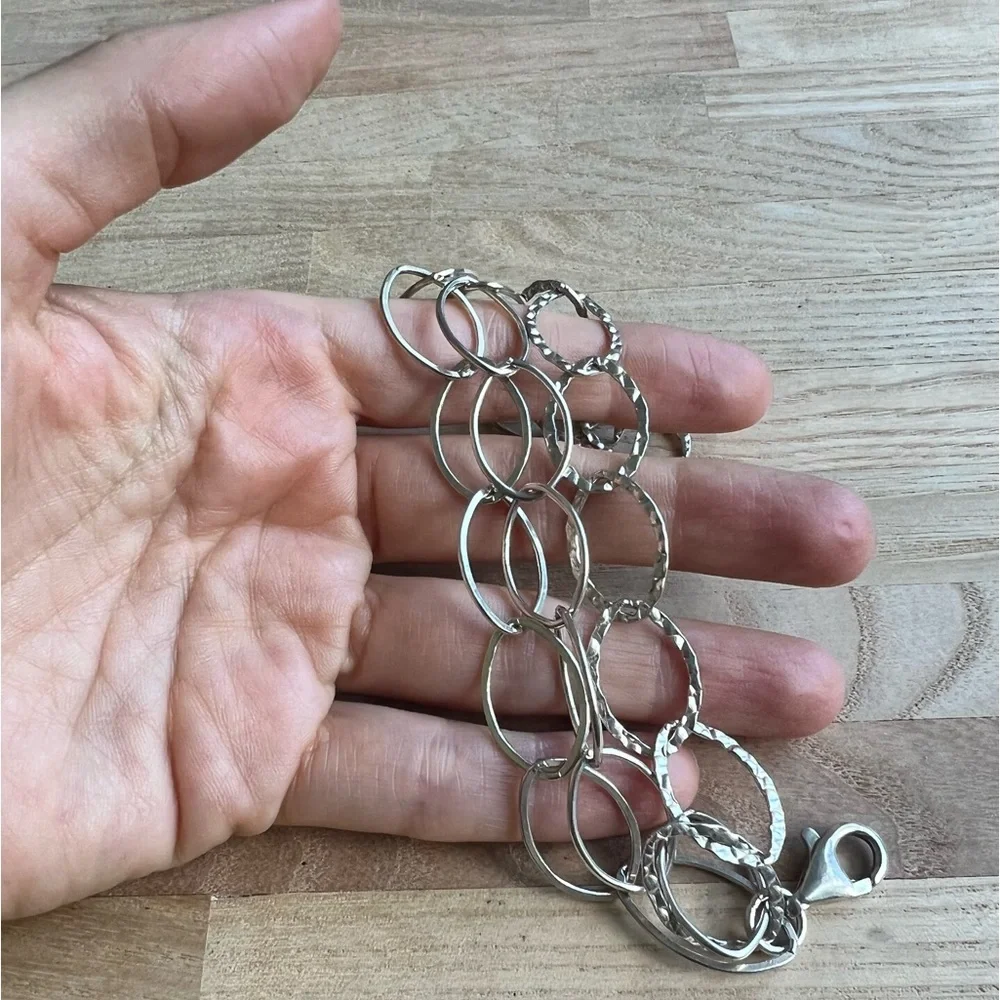 MSCO 925 Sterling silver three strand linked chain bracelet